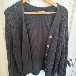 Everlane Women's Black Chunky Knit Cardigan Sweater